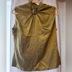 Olive Green silk tank blouse